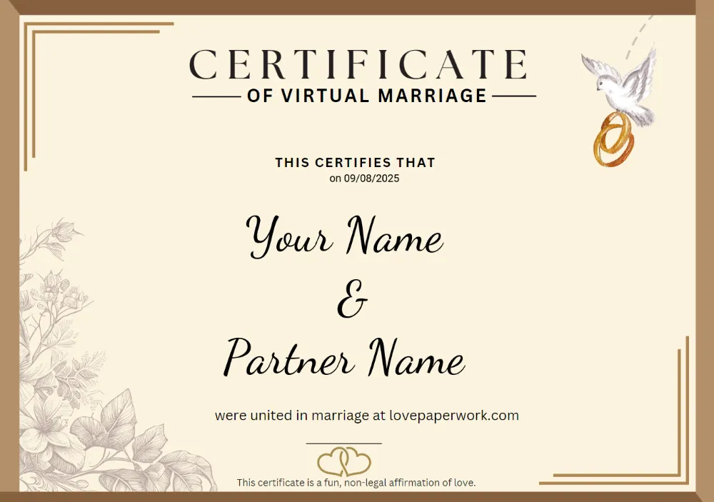 Classic Elegance virtual marriage certificate design